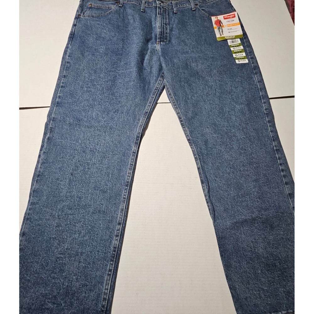 Wrangler Flex Five Star Blue Jeans‎ Relaxed Fit Straight Mens 46x30 NWT